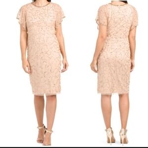 Adrianna Pappel Flutter Sleeves Beaded Dress